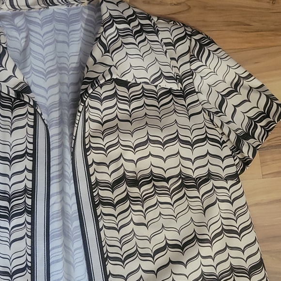 Vintage 70s Abstract Print Open Front Blouse M - Picture 5 of 10